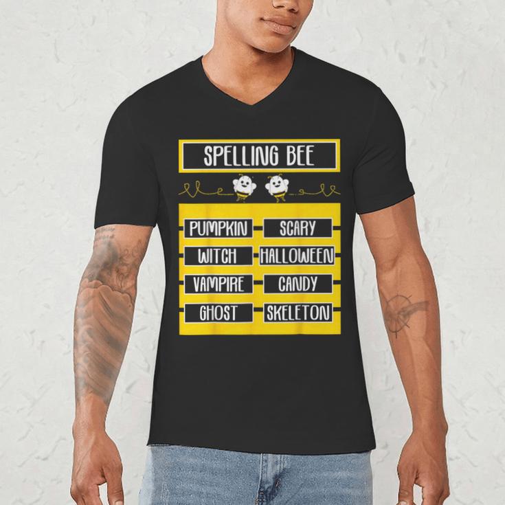 Spelling Bee Halloween Teachers Bee Spelling Competition Men's V-Neck T-Shirt, novelty gifts, funny gifts