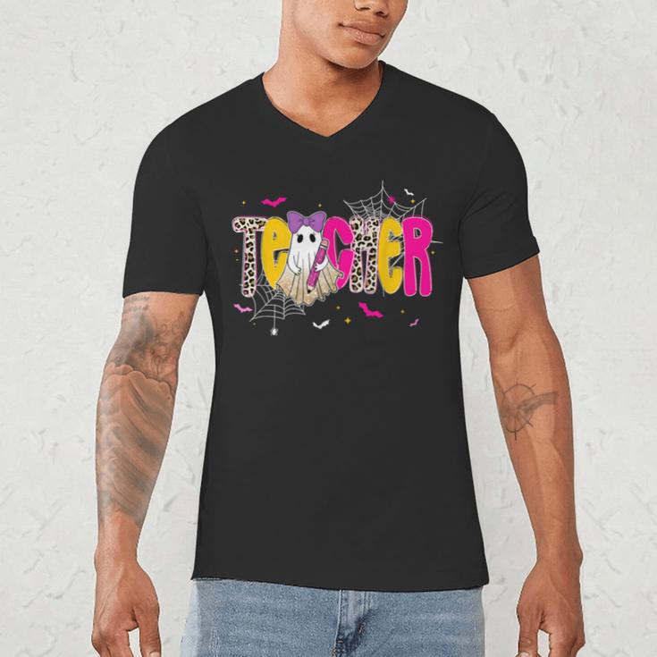 Spooky Halloween Teacher Para Counselor SPED Preppy Boo Kids Men's V-Neck T-Shirt, novelty gifts, funny gifts Spooky Halloween Teacher Para Counselor SPED Preppy Boo Kids Men's V-Neck T-Shirt, novelty gifts, funny gifts