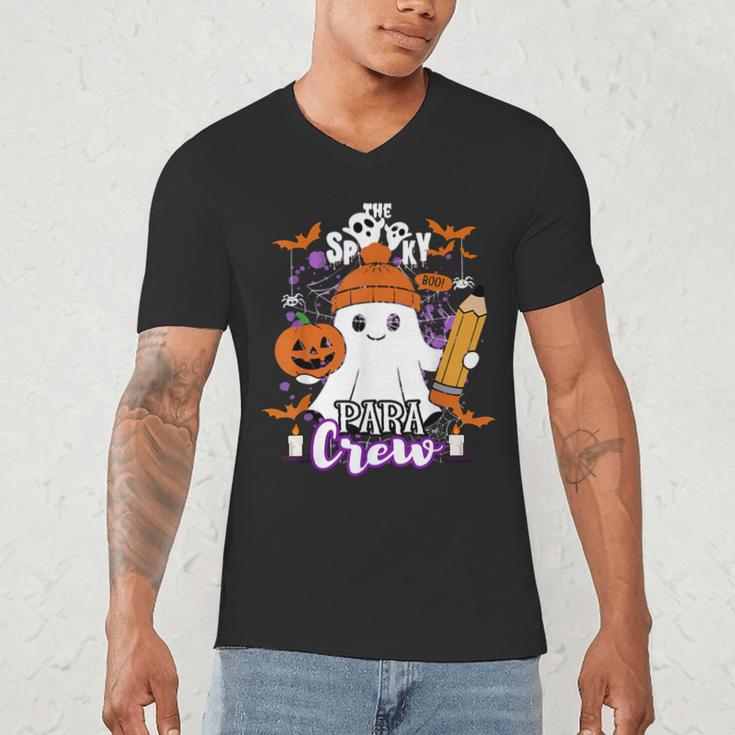 Spooky Para Crew Ghost Halloween Paraprofessional Teacher Men's V-Neck T-Shirt, novelty gifts, funny gifts