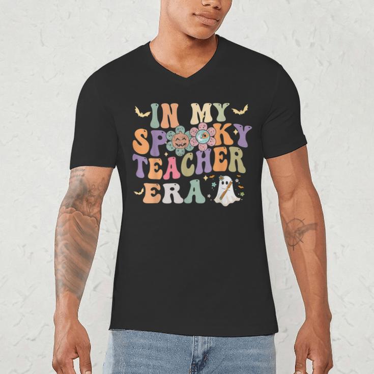 In My Spooky Teacher Era Groovy Hippie Retro Ghost Halloween Men Women Kids Men's V-Neck T-Shirt, novelty gifts, funny gifts In My Spooky Teacher Era Groovy Hippie Retro Ghost Halloween Men Women Kids Men's V-Neck T-Shirt, novelty gifts, funny gifts