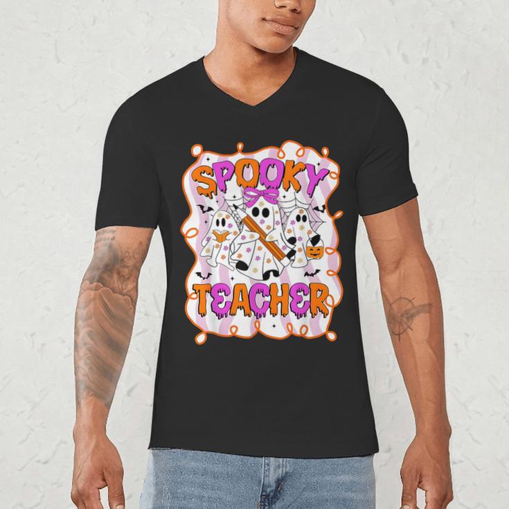 Spooky Teacher Ghost Pencil Teacher Halloween Teacher Men's V-Neck T-Shirt, novelty gifts, funny gifts Spooky Teacher Ghost Pencil Teacher Halloween Teacher Men's V-Neck T-Shirt, novelty gifts, funny gifts