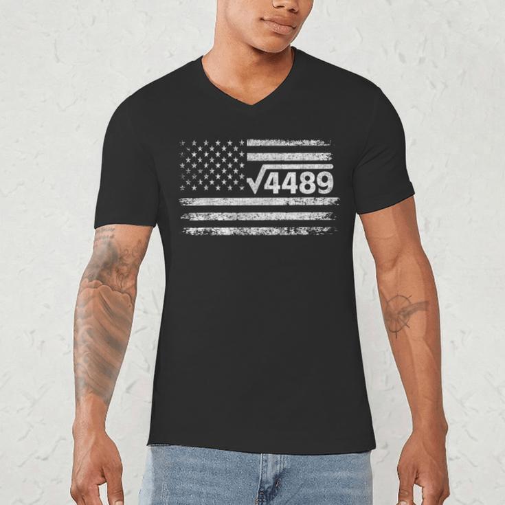 Square Root 4489 Slang Math Teacher Six Seven 6 7 USA Flag Men's V-Neck T-Shirt, novelty gifts, funny gifts