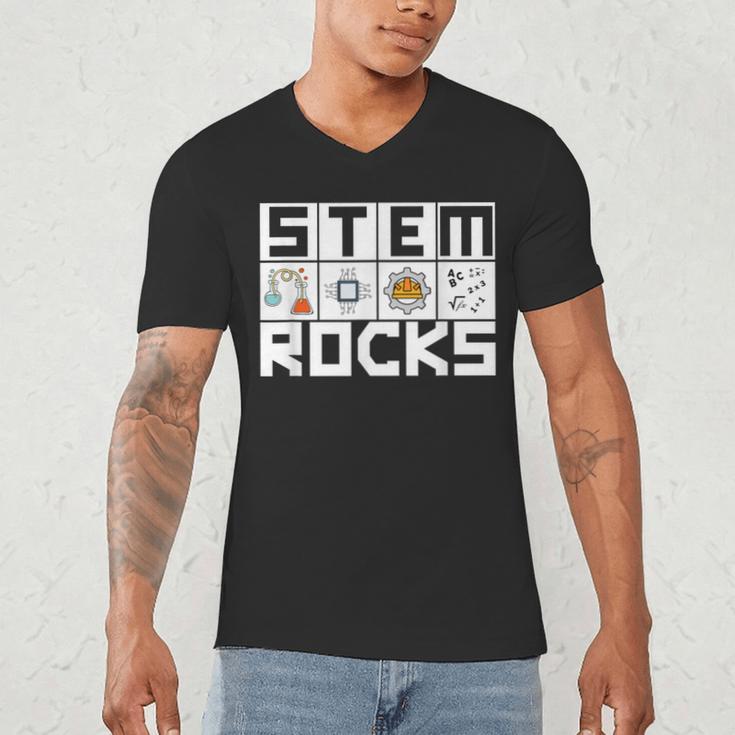 STEM Rocks Science Technology Engineering Math STEM Teacher Men's V-Neck T-Shirt, novelty gifts, funny gifts