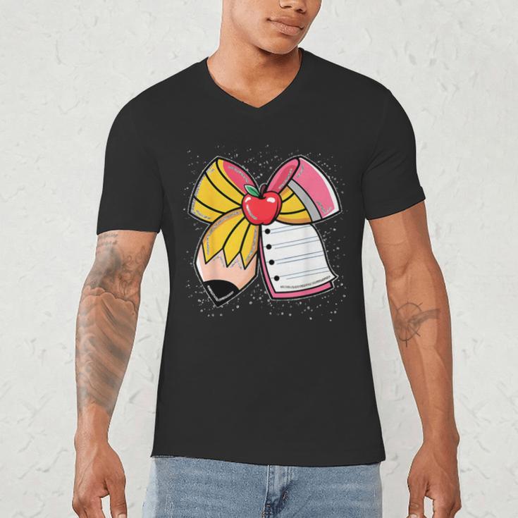 Student Teacher Coquette Bow Pencil Back To School First Day Men's V-Neck T-Shirt, novelty gifts, funny gifts Student Teacher Coquette Bow Pencil Back To School First Day Men's V-Neck T-Shirt, novelty gifts, funny gifts