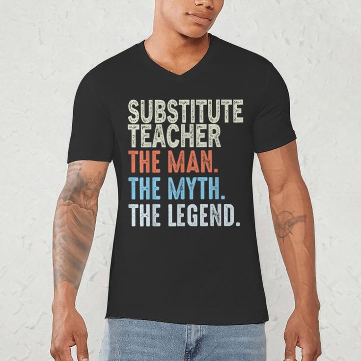 Substitute Teacher Man The Myth The Legend Appreciation Day Men's V-Neck T-Shirt, novelty gifts, funny gifts