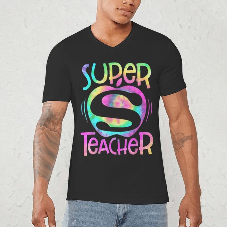 Super Teacher Back To School Apple Tie Dye First Day Men's V-Neck T-Shirt, novelty gifts, funny gifts Super Teacher Back To School Apple Tie Dye First Day Men's V-Neck T-Shirt, novelty gifts, funny gifts