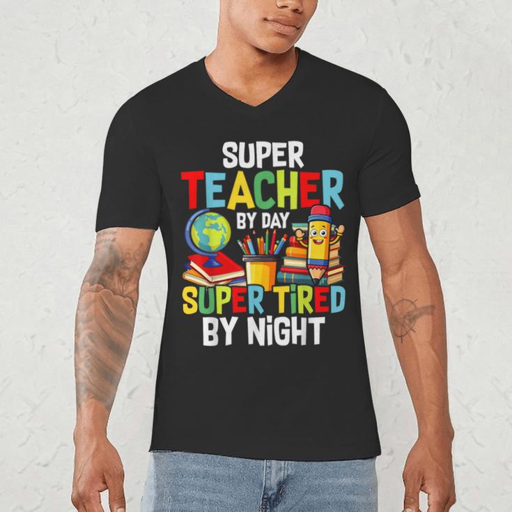 Super Teacher By Day Super Tired By Night Men's V-Neck T-Shirt, novelty gifts, funny gifts Super Teacher By Day Super Tired By Night Men's V-Neck T-Shirt, novelty gifts, funny gifts
