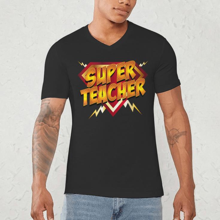 Super Teacher Superhero Back To School Teacher's Men's V-Neck T-Shirt, novelty gifts, funny gifts