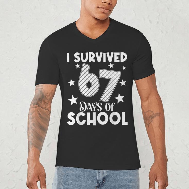 I Survived 67 Days Of School Teachers Students Men's V-Neck T-Shirt, novelty gifts, funny gifts