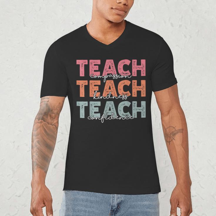 Teach Compassion Kindness Confidence For Teacher Men's V-Neck T-Shirt, novelty gifts, funny gifts Teach Compassion Kindness Confidence For Teacher Men's V-Neck T-Shirt, novelty gifts, funny gifts