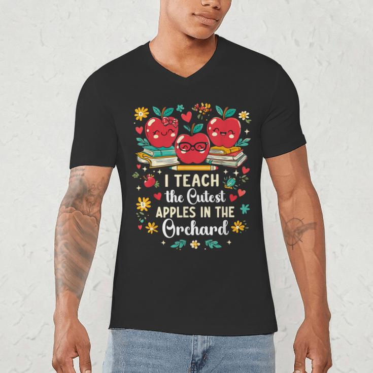 I Teach The Cutest Apples In The Orchard Cute Fall Teacher Men's V-Neck T-Shirt, novelty gifts, funny gifts I Teach The Cutest Apples In The Orchard Cute Fall Teacher Men's V-Neck T-Shirt, novelty gifts, funny gifts