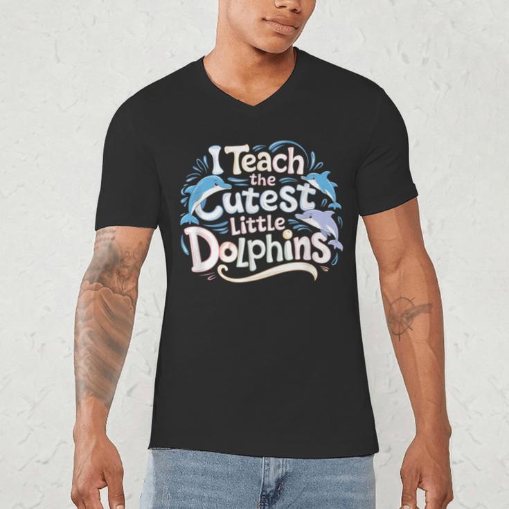 I Teach The Cutest Little Dolphins Cute Animal Teacher Men's V-Neck T-Shirt, novelty gifts, funny gifts I Teach The Cutest Little Dolphins Cute Animal Teacher Men's V-Neck T-Shirt, novelty gifts, funny gifts