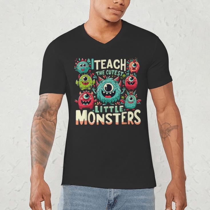 I Teach The Cutest Little Monsters Teacher Halloween Outfit Men's V-Neck T-Shirt, novelty gifts, funny gifts I Teach The Cutest Little Monsters Teacher Halloween Outfit Men's V-Neck T-Shirt, novelty gifts, funny gifts