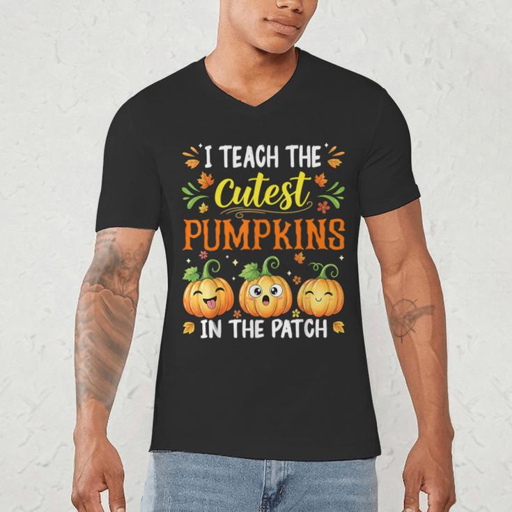 I Teach The Cutest Pumpkins Halloween Teacher Men's V-Neck T-Shirt, novelty gifts, funny gifts