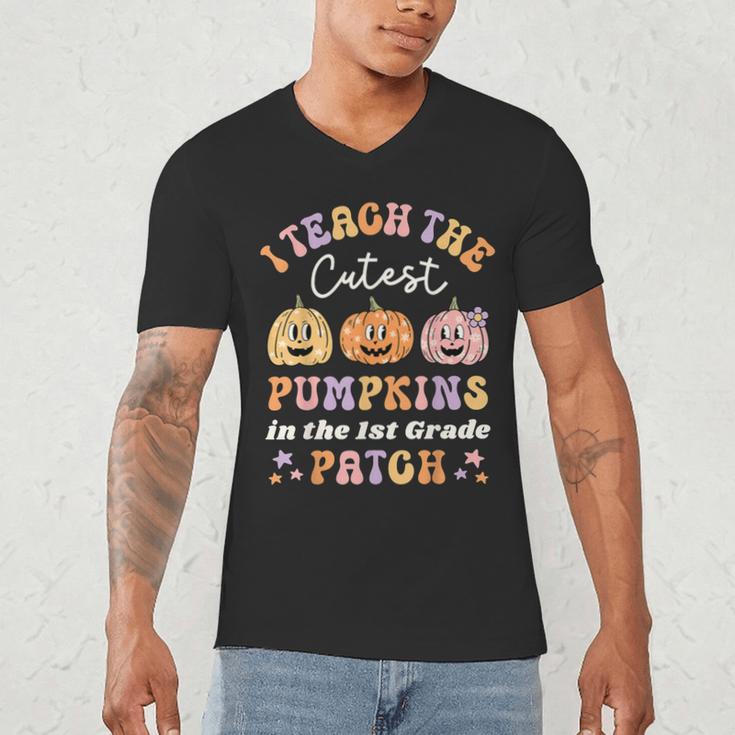 I Teach The Cutest Pumpkins In The Patch 1st Grade Teacher For Men Women Kids Men's V-Neck T-Shirt, novelty gifts, funny gifts I Teach The Cutest Pumpkins In The Patch 1st Grade Teacher For Men Women Kids Men's V-Neck T-Shirt, novelty gifts, funny gifts