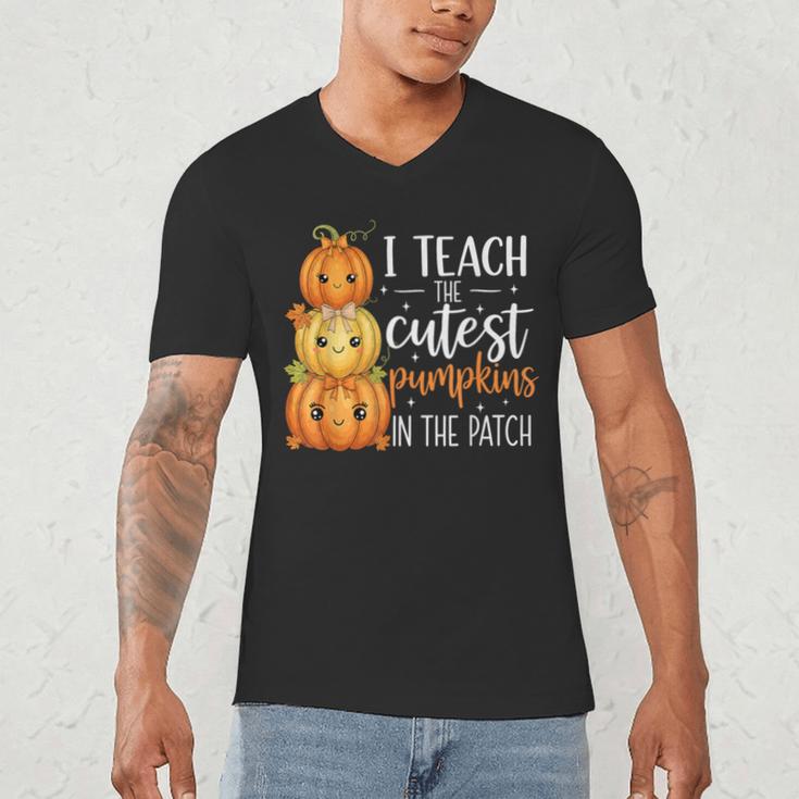 I Teach The Cutest Pumpkins In The Patch Fall Autumn Teacher Men's V-Neck T-Shirt, novelty gifts, funny gifts