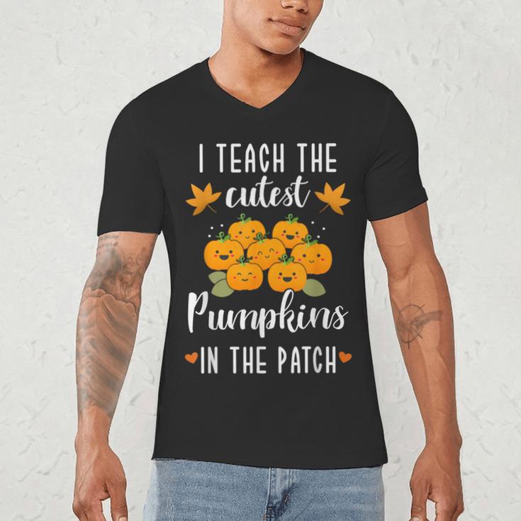 I Teach The Cutest Pumpkins In The Patch Halloween Teacher Men's V-Neck T-Shirt, novelty gifts, funny gifts