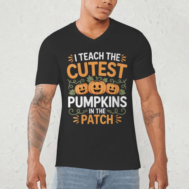 I Teach The Cutest Pumpkins In The Patch Halloween Teacher Men's V-Neck T-Shirt, novelty gifts, funny gifts