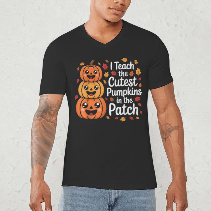 i Teach The Cutest Pumpkins In The Patch Teacher Halloween Men's V-Neck T-Shirt, novelty gifts, funny gifts