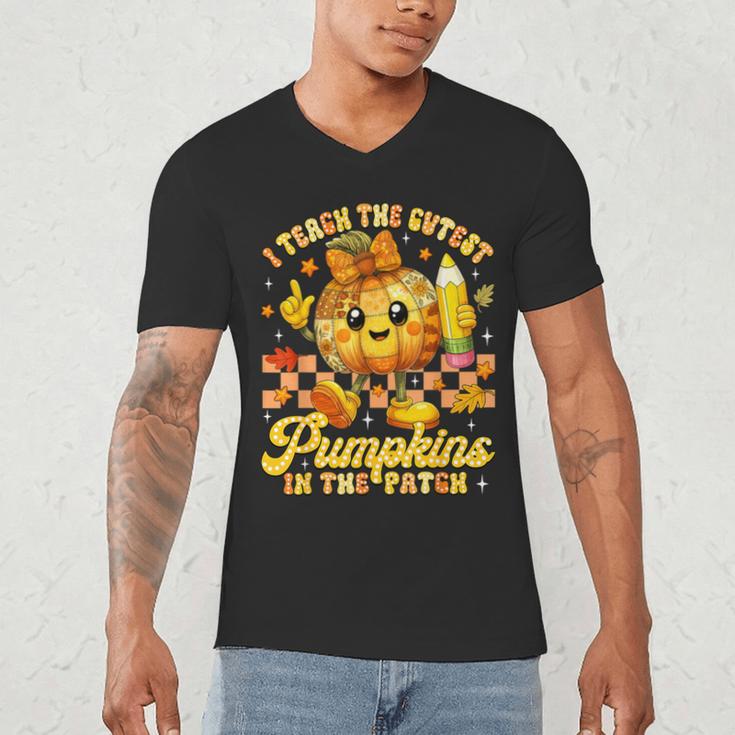 I Teach The Cutest Pumpkins In The Patch Teacher Halloween Men's V-Neck T-Shirt, novelty gifts, funny gifts