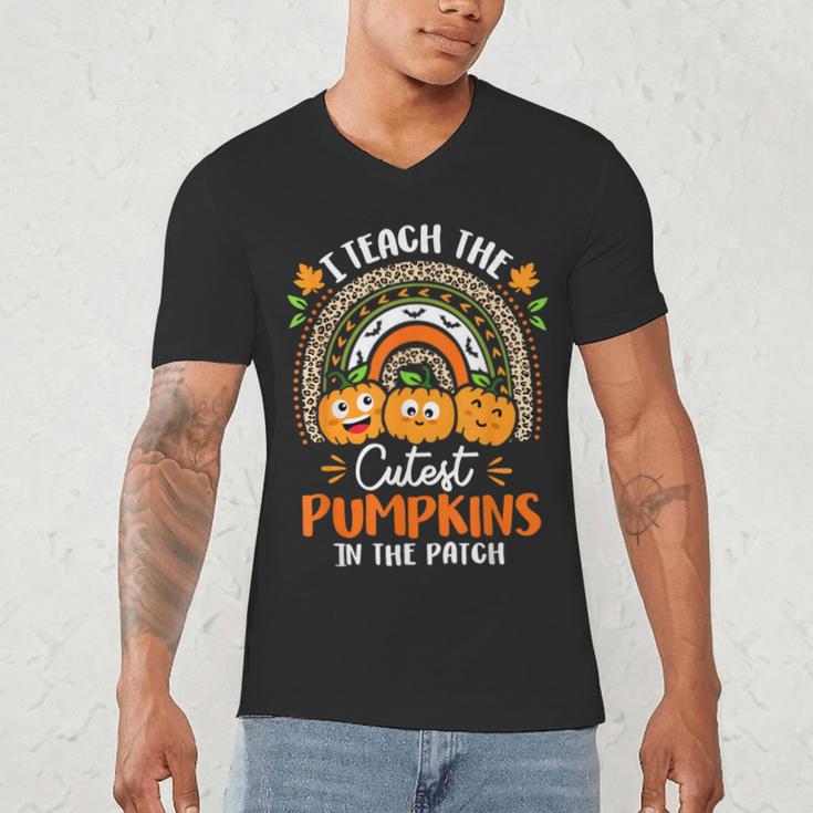 I Teach The Cutest Pumpkins In The Patch Teacher Halloween Men's V-Neck T-Shirt, novelty gifts, funny gifts