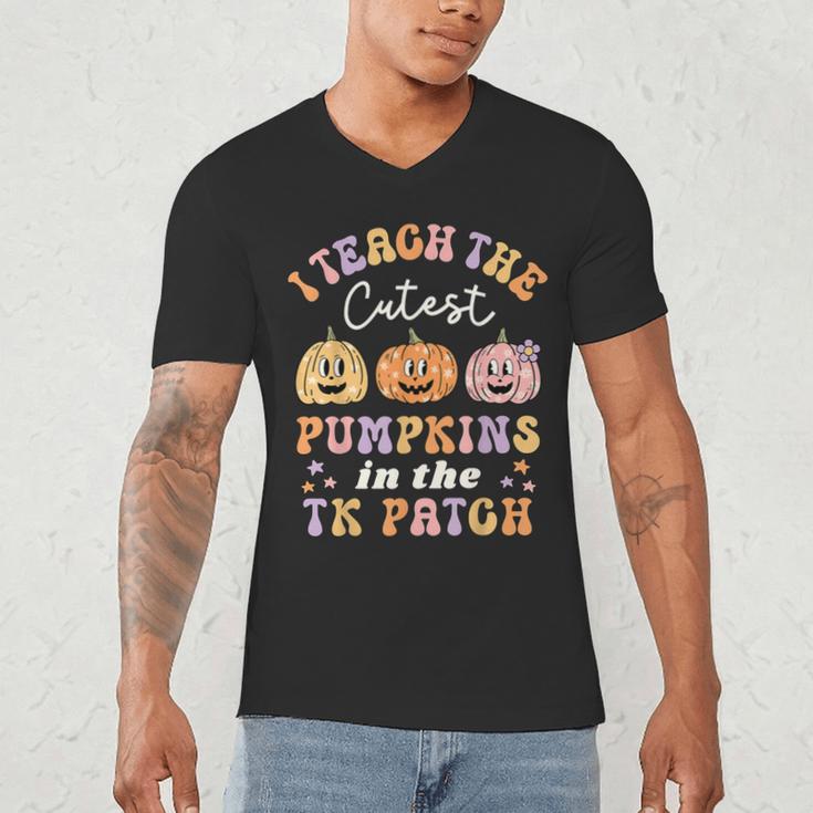 I Teach The Cutest Pumpkins In The TK Patch TK Teacher Fall Men's V-Neck T-Shirt, novelty gifts, funny gifts