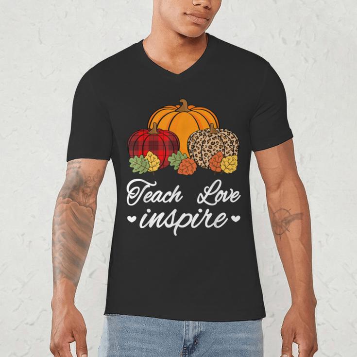 Teach Love Inspire Autumn Fall Plaid Leopard Pumpkin Teacher For Men Women Kids Men's V-Neck T-Shirt, novelty gifts, funny gifts Teach Love Inspire Autumn Fall Plaid Leopard Pumpkin Teacher For Men Women Kids Men's V-Neck T-Shirt, novelty gifts, funny gifts