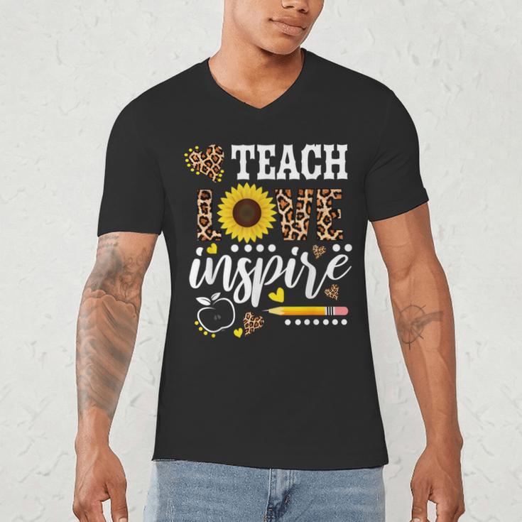 TEACH LOVE INSPIRE Teacher Sunflower Appreciation Men's V-Neck T-Shirt, novelty gifts, funny gifts TEACH LOVE INSPIRE Teacher Sunflower Appreciation Men's V-Neck T-Shirt, novelty gifts, funny gifts