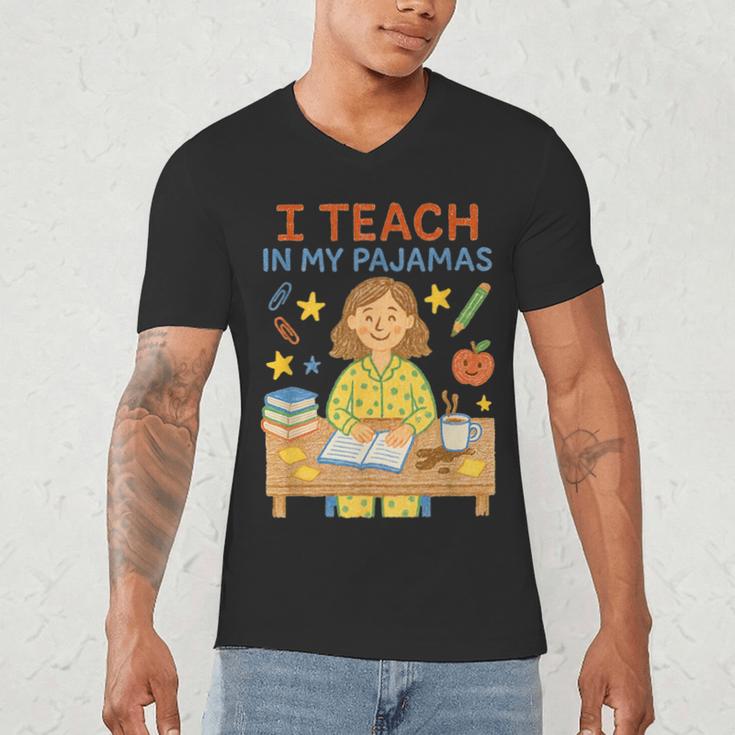 I Teach In My Pajamas Crayon Home School Teacher PJs Men's V-Neck T-Shirt, novelty gifts, funny gifts I Teach In My Pajamas Crayon Home School Teacher PJs Men's V-Neck T-Shirt, novelty gifts, funny gifts