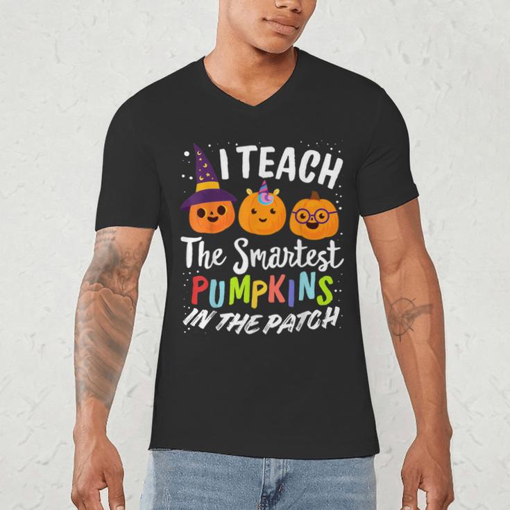 I Teach The Smartest Pumpkins The Patch Teacher Fall Season For Men Women Kids Men's V-Neck T-Shirt, novelty gifts, funny gifts