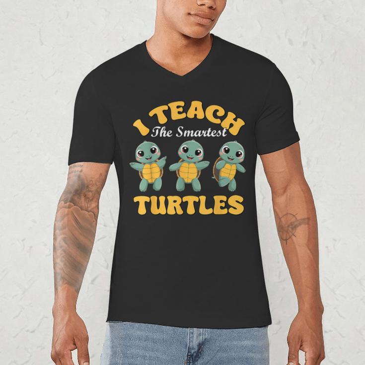 I Teach The Smartest Turtles Thanksgiving Proud Teacher Job Men's V-Neck T-Shirt, novelty gifts, funny gifts I Teach The Smartest Turtles Thanksgiving Proud Teacher Job Men's V-Neck T-Shirt, novelty gifts, funny gifts