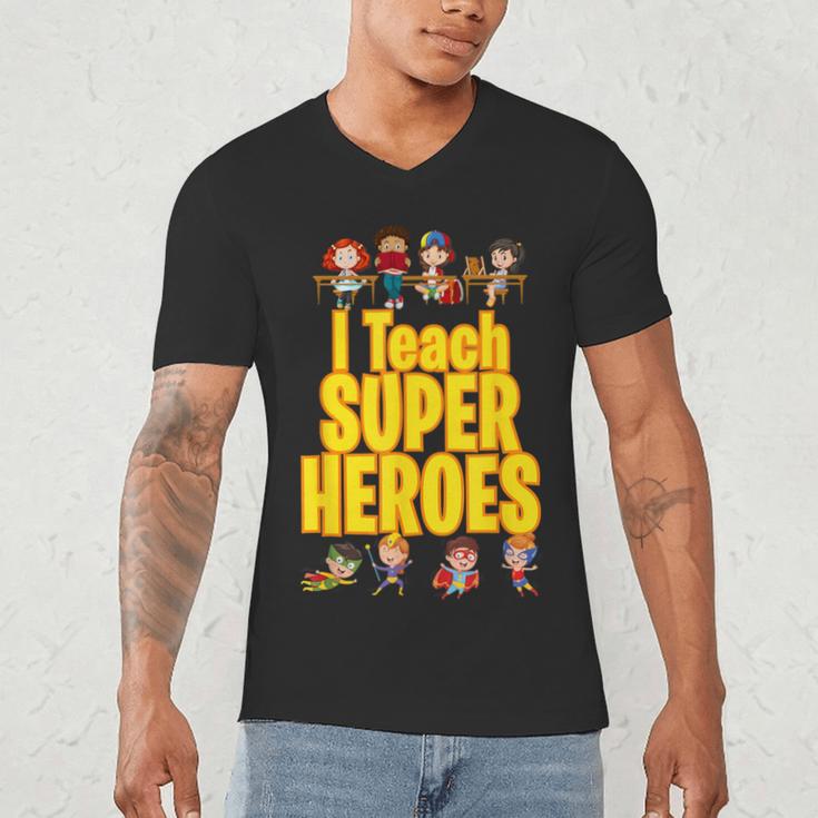I Teach Super Heroes Comic Book Hero Teacher School Men's V-Neck T-Shirt, novelty gifts, funny gifts
