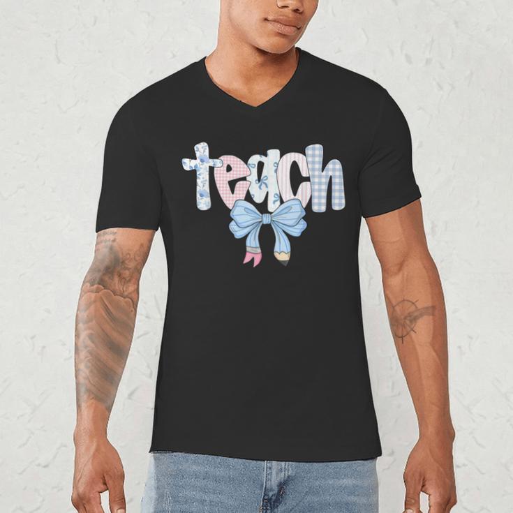 Teach Teacher Coquette Bow Pencil Back To School First Day Men's V-Neck T-Shirt, novelty gifts, funny gifts Teach Teacher Coquette Bow Pencil Back To School First Day Men's V-Neck T-Shirt, novelty gifts, funny gifts