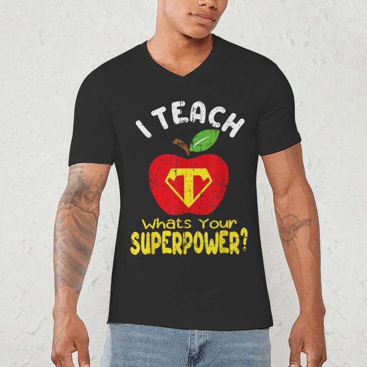 I Teach What's Your Superpower Superhero Teacher Men's V-Neck T-Shirt, novelty gifts, funny gifts