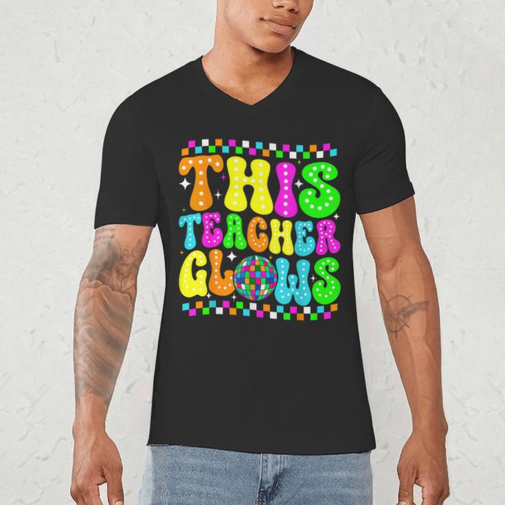 This Teacher 80s 90s Teachers's Day Glows Last Day Of School Men's V-Neck T-Shirt, novelty gifts, funny gifts This Teacher 80s 90s Teachers's Day Glows Last Day Of School Men's V-Neck T-Shirt, novelty gifts, funny gifts