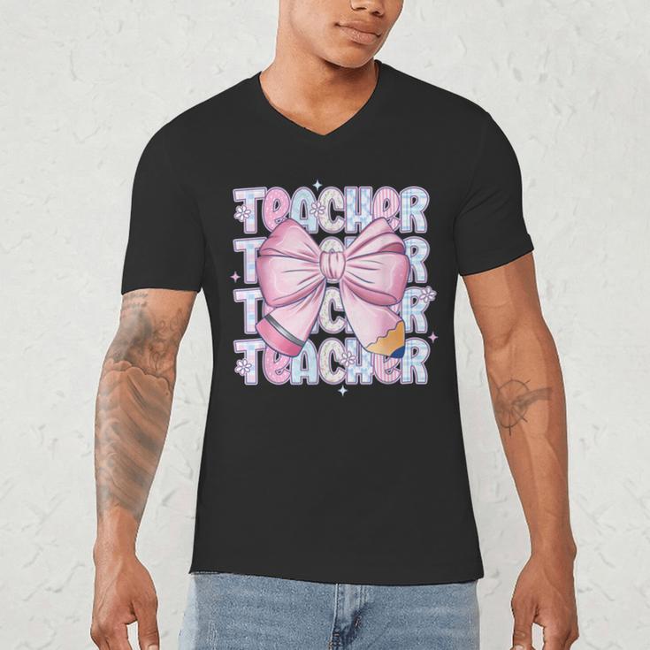 Teacher Bow Pencil Flowers Teacher Back To School Men's V-Neck T-Shirt, novelty gifts, funny gifts Teacher Bow Pencil Flowers Teacher Back To School Men's V-Neck T-Shirt, novelty gifts, funny gifts