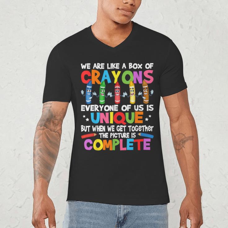 Teacher We Are Like a Box Of Crayons For Men Women Kids Men's V-Neck T-Shirt, novelty gifts, funny gifts