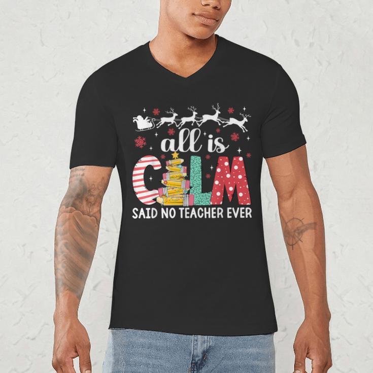 Teacher All Calm Said No Teacher Christmas Pencil Tree Men's V-Neck T-Shirt, novelty gifts, funny gifts