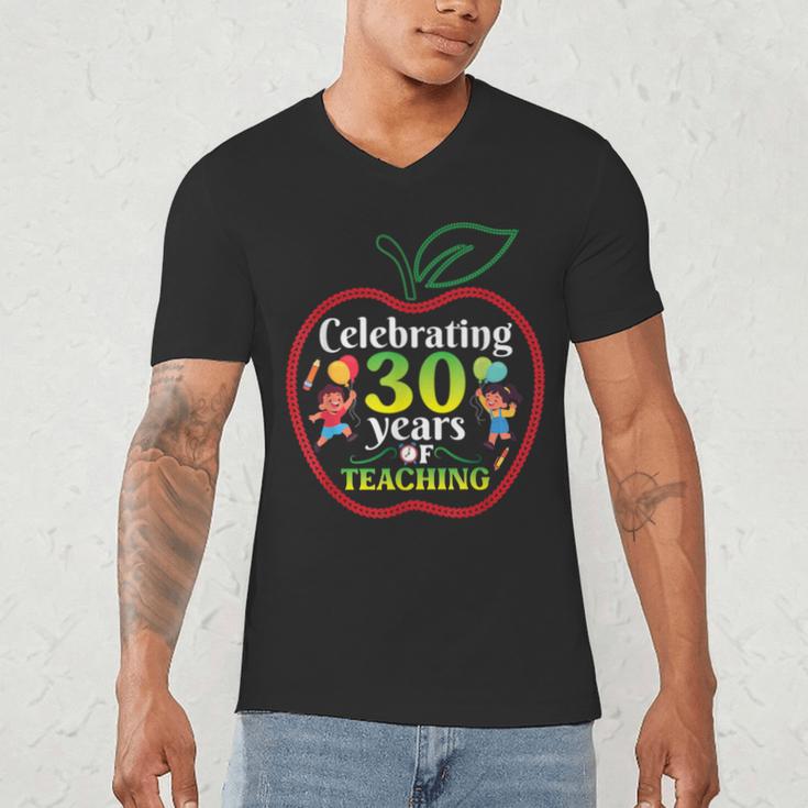 Teacher Celebrating 30 Years Of Teaching Students School Men's V-Neck T-Shirt, novelty gifts, funny gifts