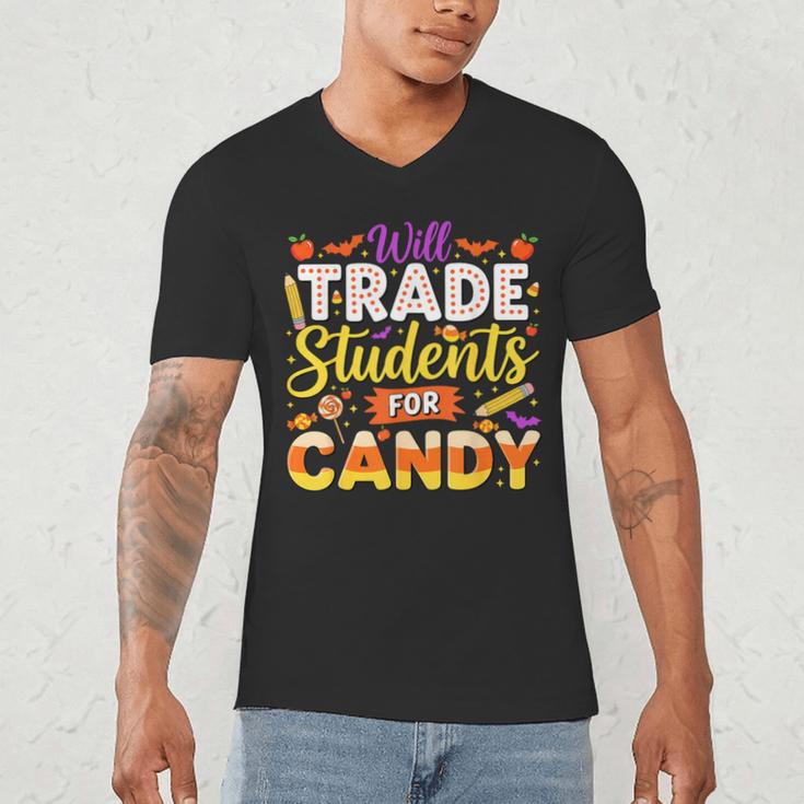 Teacher Cute Will Trade Students For Candy Halloween Costume Men's V-Neck T-Shirt, novelty gifts, funny gifts