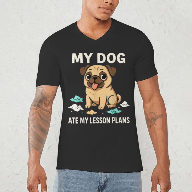 Teacher My Dog Ate My Lesson Plans School Staff Men's V-Neck T-Shirt, novelty gifts, funny gifts