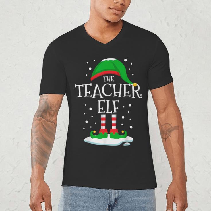 The Teacher Elf Christmas Family Matching Xmas Group For Men Women Men's V-Neck T-Shirt, novelty gifts, funny gifts