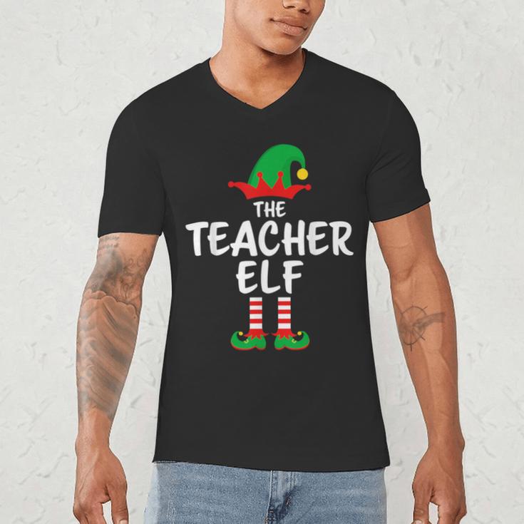 The Teacher Elf Matching Family Christmas Men's V-Neck T-Shirt, novelty gifts, funny gifts