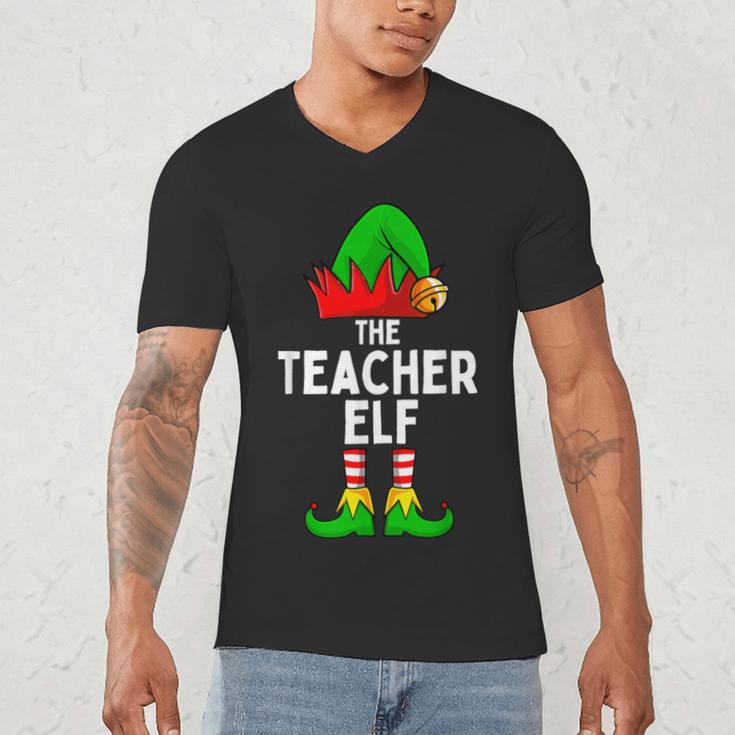 Teacher Elf Matching Family Christmas Women Men Men's V-Neck T-Shirt, novelty gifts, funny gifts
