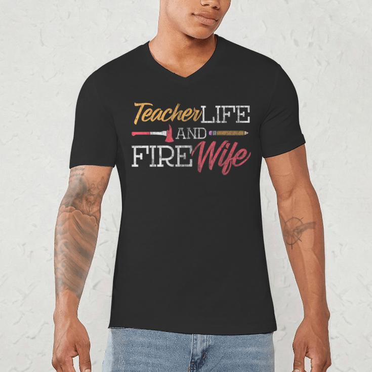 Teacher And Firefighter Wife Shirt Teacher Life Fire Wife Men's V-Neck T-Shirt, novelty gifts, funny gifts Teacher And Firefighter Wife Shirt Teacher Life Fire Wife Men's V-Neck T-Shirt, novelty gifts, funny gifts