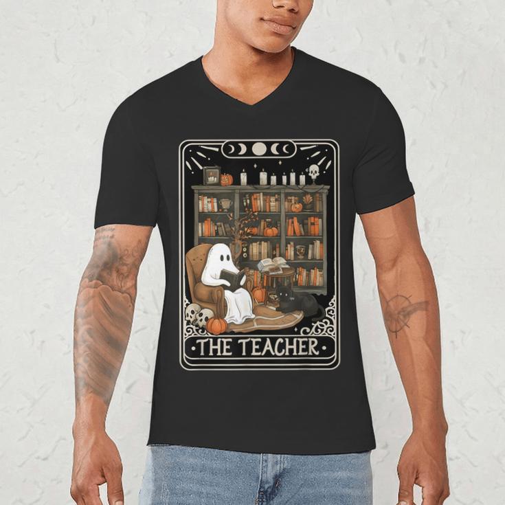 The Teacher Ghost Book Reading Books Lover Halloween Men's V-Neck T-Shirt, novelty gifts, funny gifts