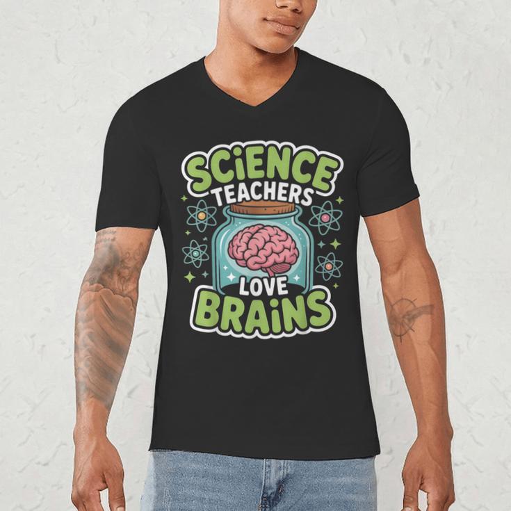 Teacher Halloween Costume Science Teachers Love Brains Men's V-Neck T-Shirt, novelty gifts, funny gifts