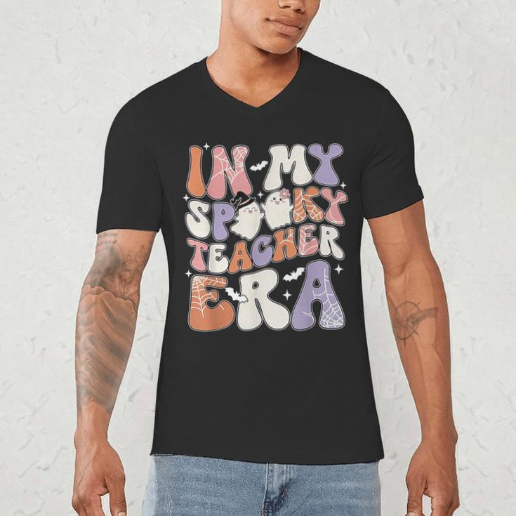 Teacher Halloween In My Spooky Teacher Era Retro Groovy Men's V-Neck T-Shirt, novelty gifts, funny gifts Teacher Halloween In My Spooky Teacher Era Retro Groovy Men's V-Neck T-Shirt, novelty gifts, funny gifts