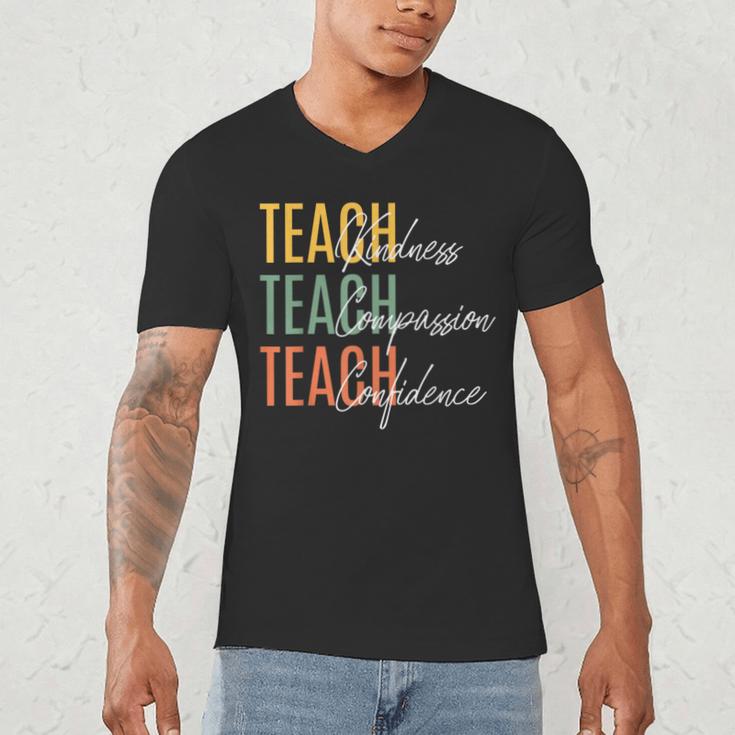 Teacher Kindness Compassion Confidence Teaching Men's V-Neck T-Shirt, novelty gifts, funny gifts Teacher Kindness Compassion Confidence Teaching Men's V-Neck T-Shirt, novelty gifts, funny gifts