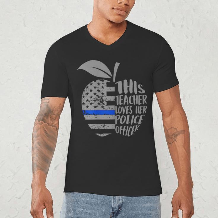 This Teacher Loves Her Police Officer Wife Saying Men's V-Neck T-Shirt, novelty gifts, funny gifts